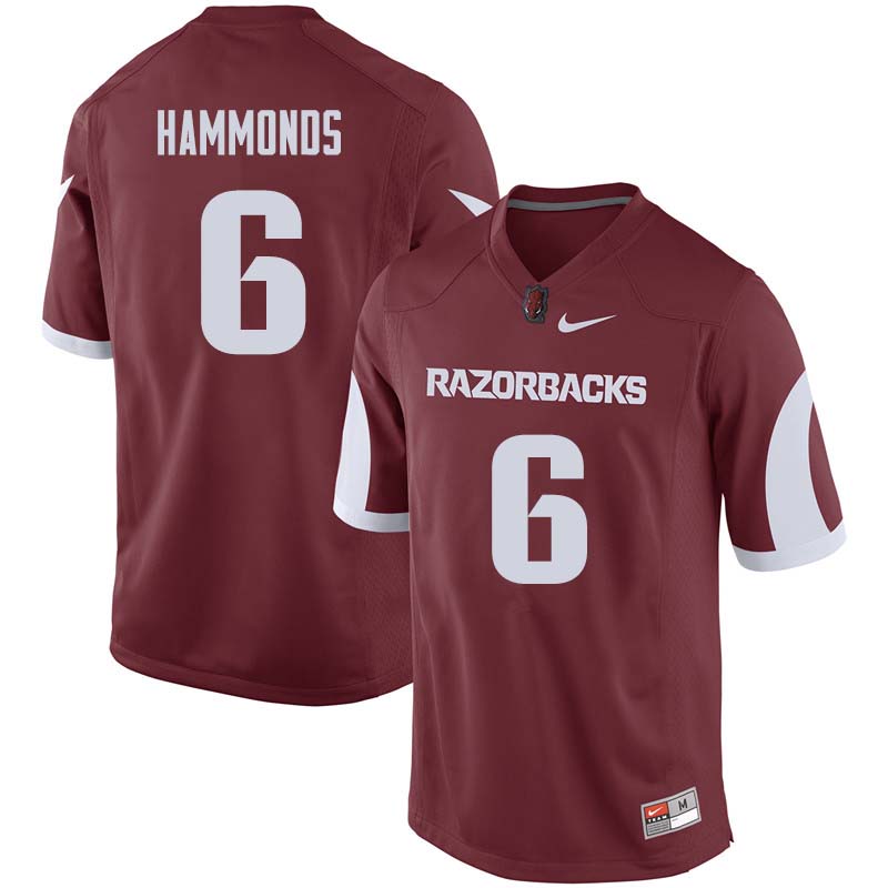 Men #6 T.J. Hammonds Arkansas Razorback College Football Jerseys Sale-Cardinal
